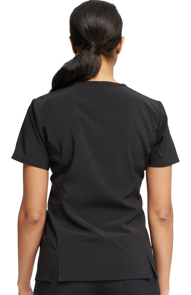 A look at the back of the Tooniforms Women's V-Neck Halloween Printed Scrub Top in "Undying Love" featuring a center back length of 25.5".