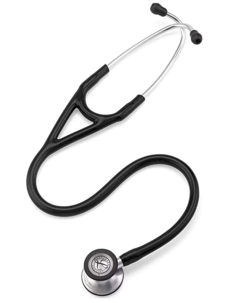 The 3M Littmann Cardiology IV 27" Stethoscope in black featuring a non-chill bell sleeve for patient comfort.