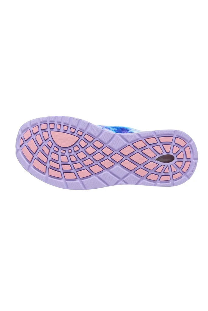 The bottom of the infinity Women's Bolt Premium Athletic Shoes in Pastel Watercolor featuring an oil and slip-resistant rubber outsole.