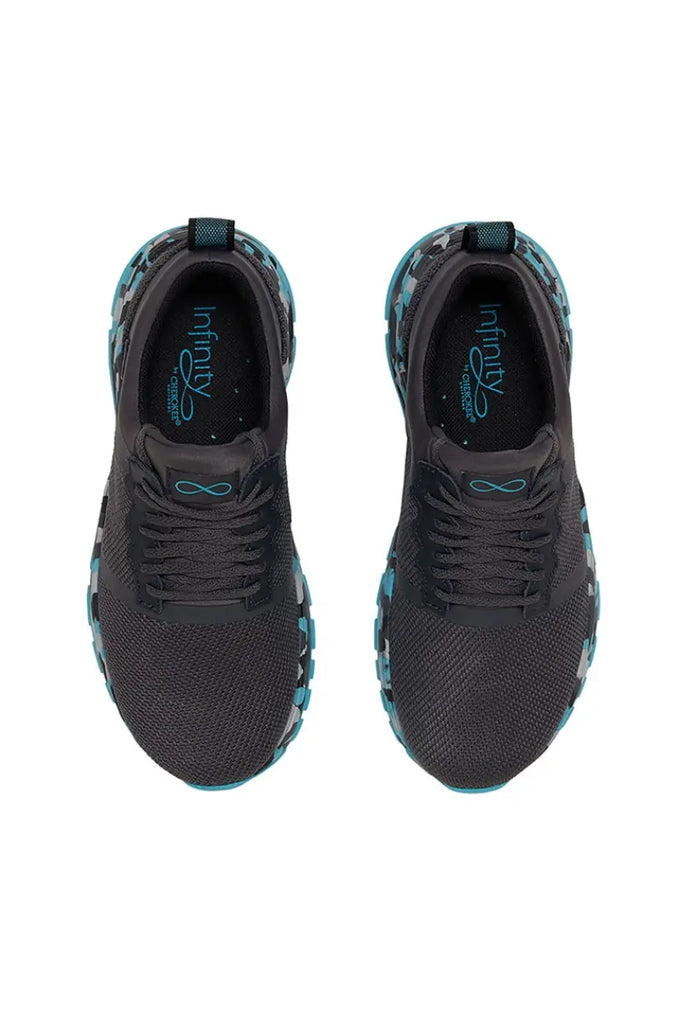 A top down look at the Infinity Women's Fly Athletic Nurse Shoes in Night Ocean featuring removable PU insoles that provide support and cushioning.