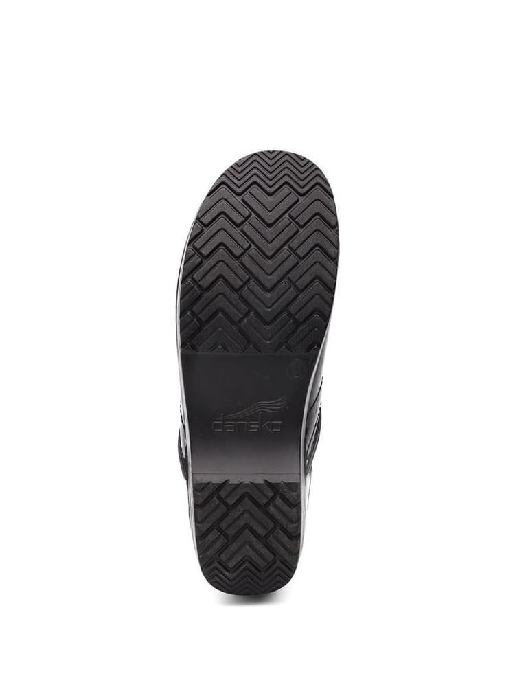 Dansko Professional Nurse Shoes in Black Patent featuring a Rocker bottom.