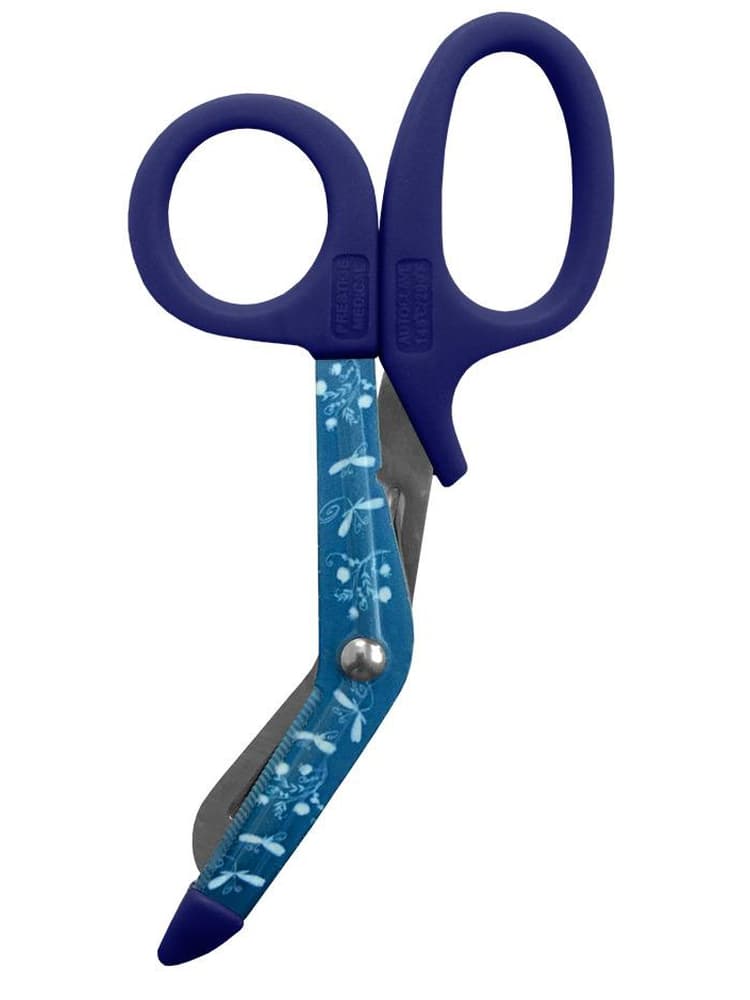 The Prestige Medical 5.5 Stylemate utility Scissor in Navy Dragonfly on a solid white background.