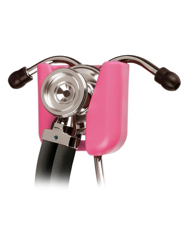 The Prestige Medical Hip Clip Stethoscope Holder in pink on a plain white background.