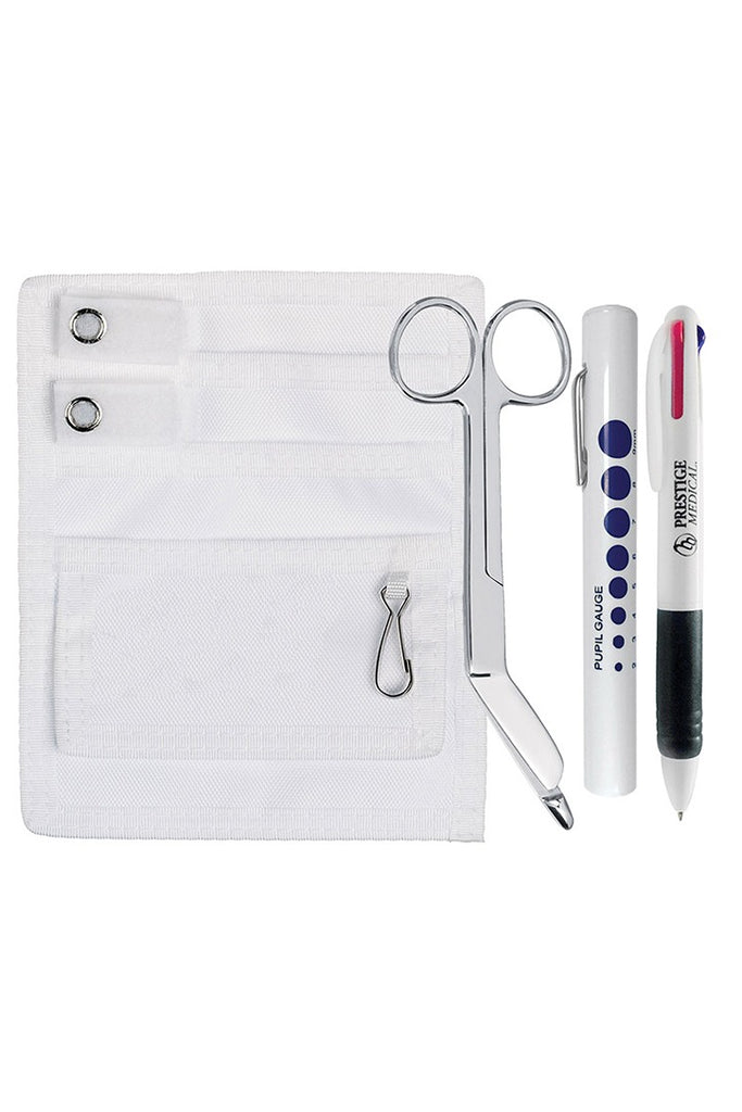 An image of the Prestige Medical Belt Loop Organizer Kit in White featuring a 5.5" Lister bandage scissor with purchase.