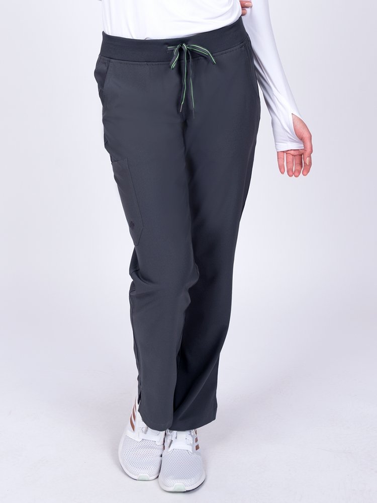 Meraki Sport Women's Yoga Scrub Pant in pewter featuring 4 pockets including a cargo pocket