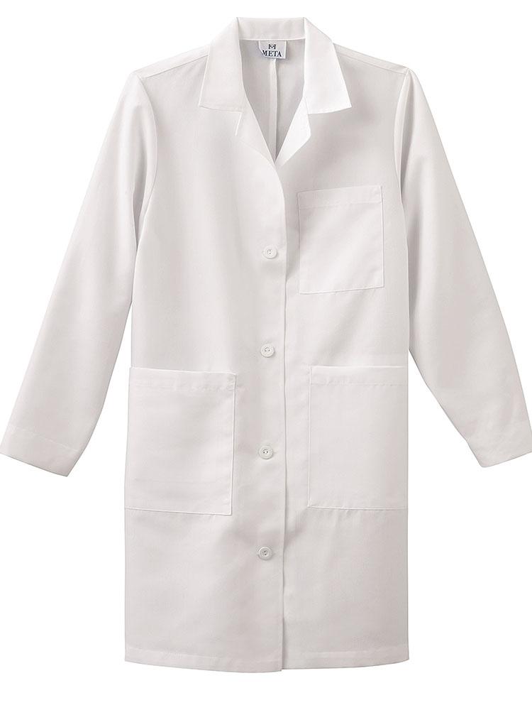 Meta Labwear Womens Pleated Back 37 Lab Coat White Scrub Pro Uniforms 