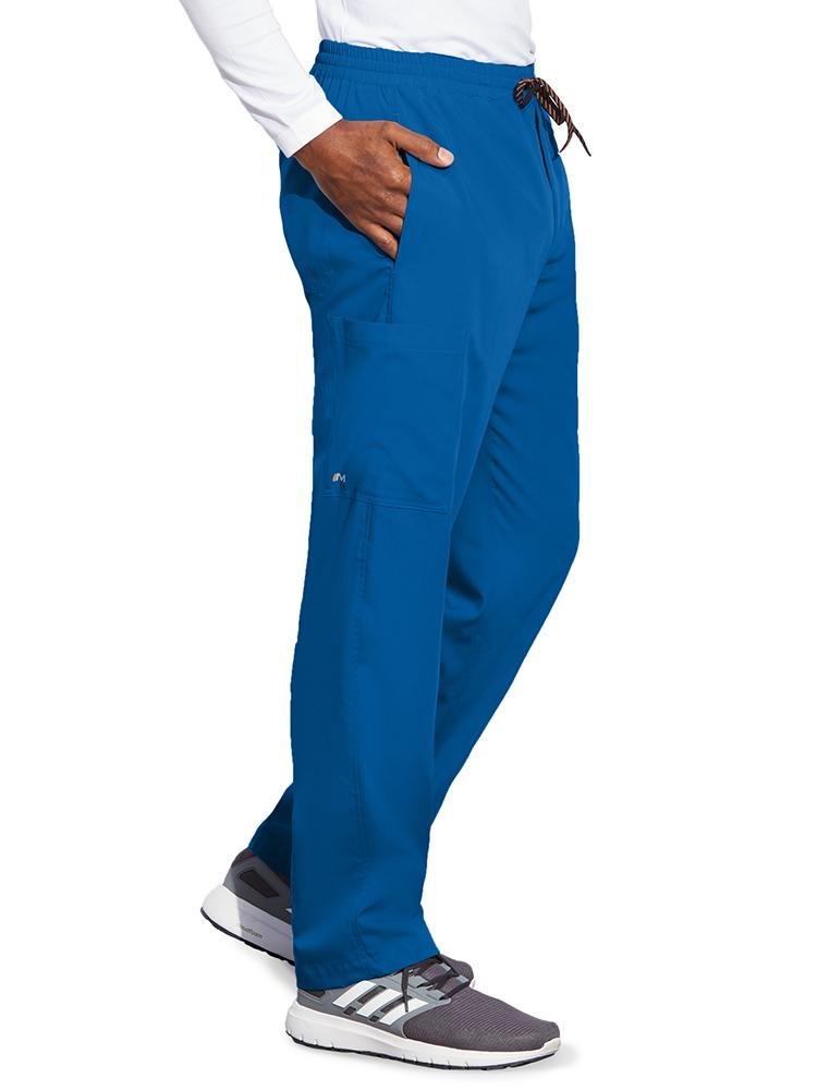 Barco Motion Men's Jake Zip Fly Cargo Scrub Pant in new royal featuring a Single back pocket
