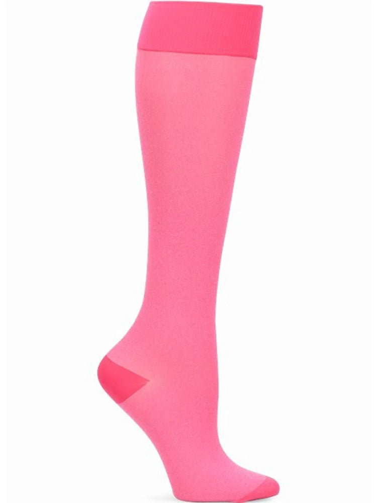A NurseMates Medical Compression compression sock in "Pink" featuring a comfortable heel and toe pocket that doesn't pinch.