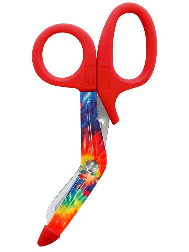 Prestige Medical 5.5" Stylemate Utility Scissors in "Tie Dye Rainbow" print.