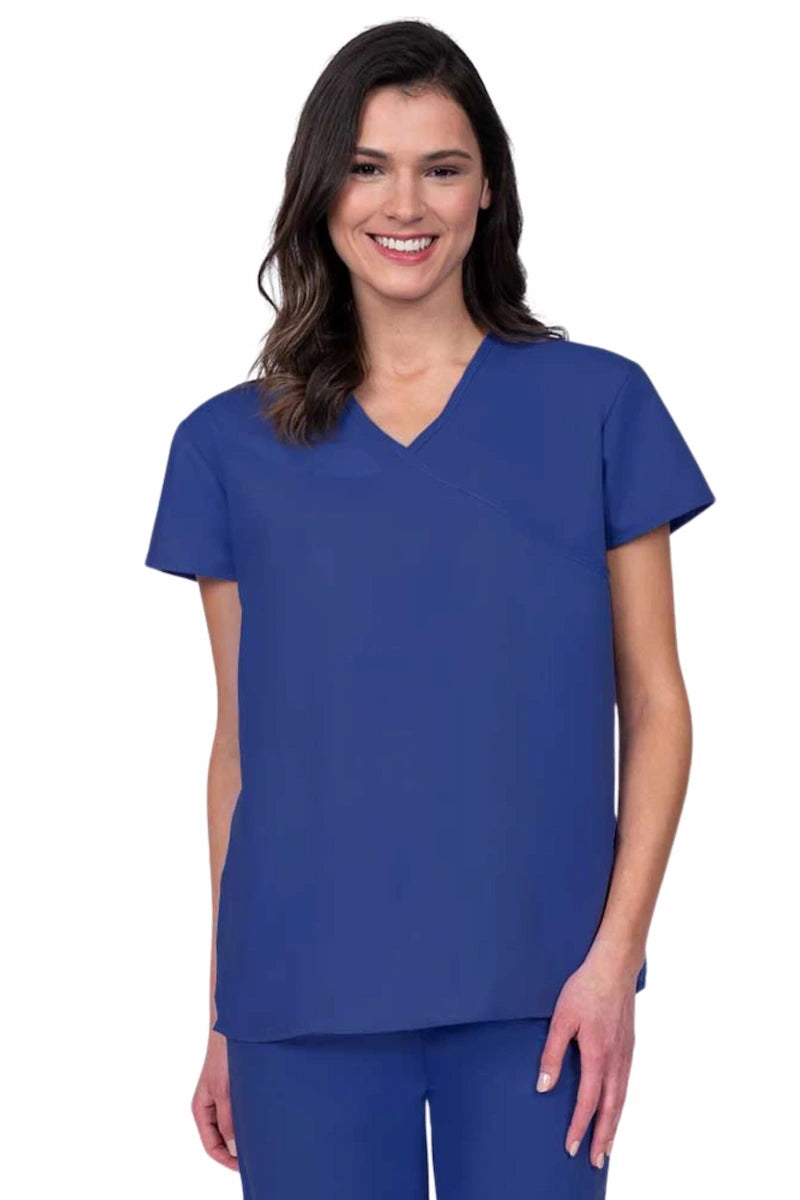 Luv Scrubs by MedWorks Women's Pocketless Mock Wrap Scrub Top | Royal