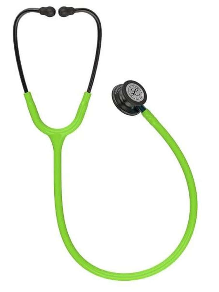 3M Littmann Classic III 27" Stethoscope in Lime Smoke Blue has a smokey blue dual sided chest piece