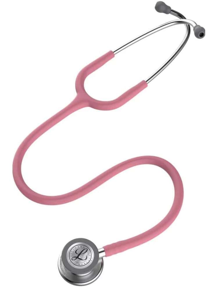 The 3M Littmann Classic III 27" Stethoscope in Pearl Pink featuring soft sealing eartips on a plain white background.