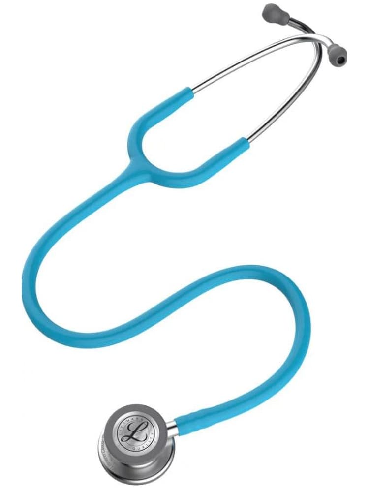 The 3M Littmann Classic III 27" Stethoscope in turquoise featuring soft-sealing ear tips on a plain white background.
