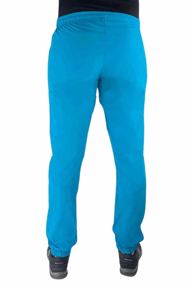 The back of the Luv Scrubs by MedWorks Women's Scrub Jogger in Turquoise featuring an elastic waist.