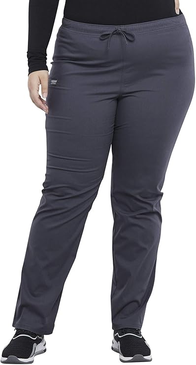 The front of the Cherokee Unisex Pocketless Drawstring Pants in Pewter size XL featuring a elastic waistband.