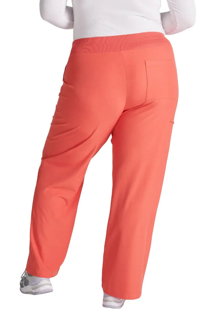 The back of the Allura Women's Wide Leg Scrub Pant in Cayenne featuring a back patch pocket.