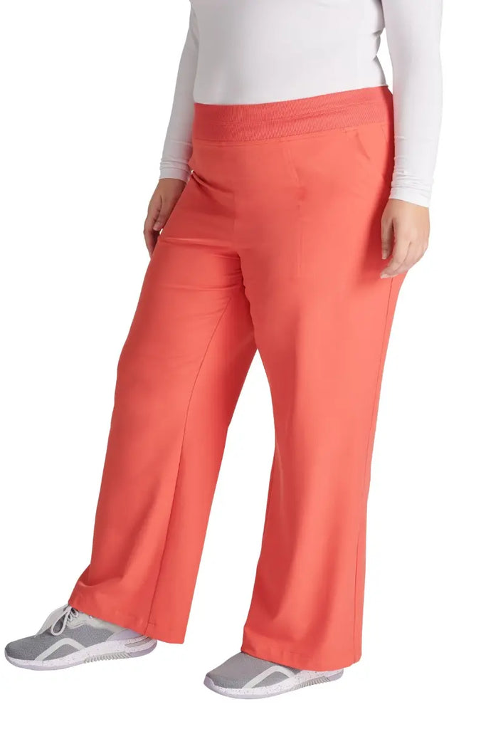The Allura Women's Wide Leg Scrub Pant in Cayenne size 2XL featuring a mid-rise waistband.