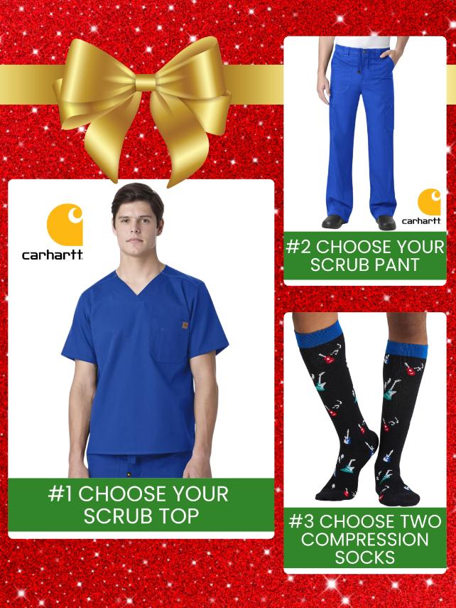 A look at what you get from Scrub Pro's Carhartt Holiday Scrub Bundle.