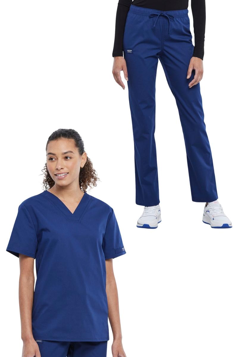 Cherokee Workwear Professionals Pocketless Scrub Set | Navy Blue