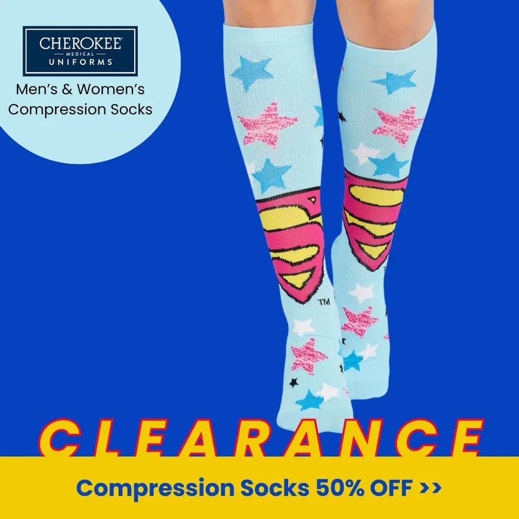 Cherokee Medical Uniforms Compression Socks are on sale at Scrub Pro for 50% off.