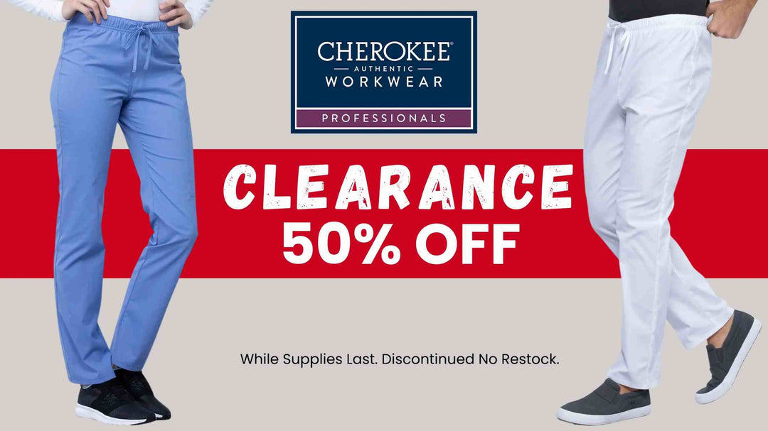 Cherokee Workwear Professionals is on clearance at Scrub Pro Uniforms for 50% off while supplies last.