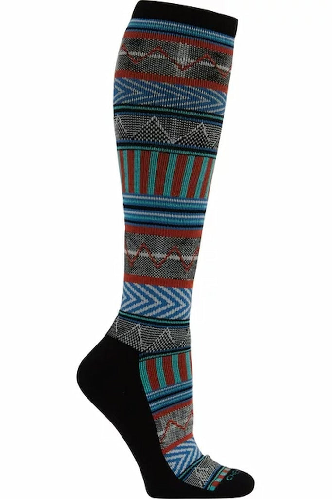 The Cherokee Men's Therapeutic Compression Socks in Chilled featuring extra cushioning on the sole and reinforced arch support to provide targeted comfort and help prevent plantar fasciitis.