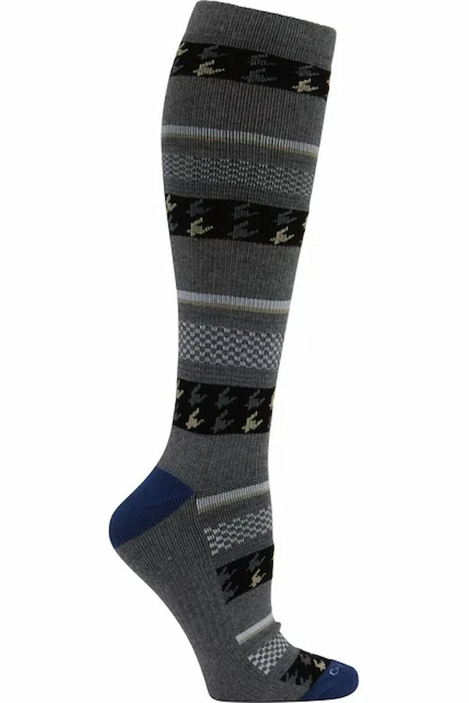 The side of the Cherokee Men's Therapeutic Compression Socks in Composed featuring 15-20 mmHg of compression to promote better circulation to reduce fatigue, swelling, and aches.