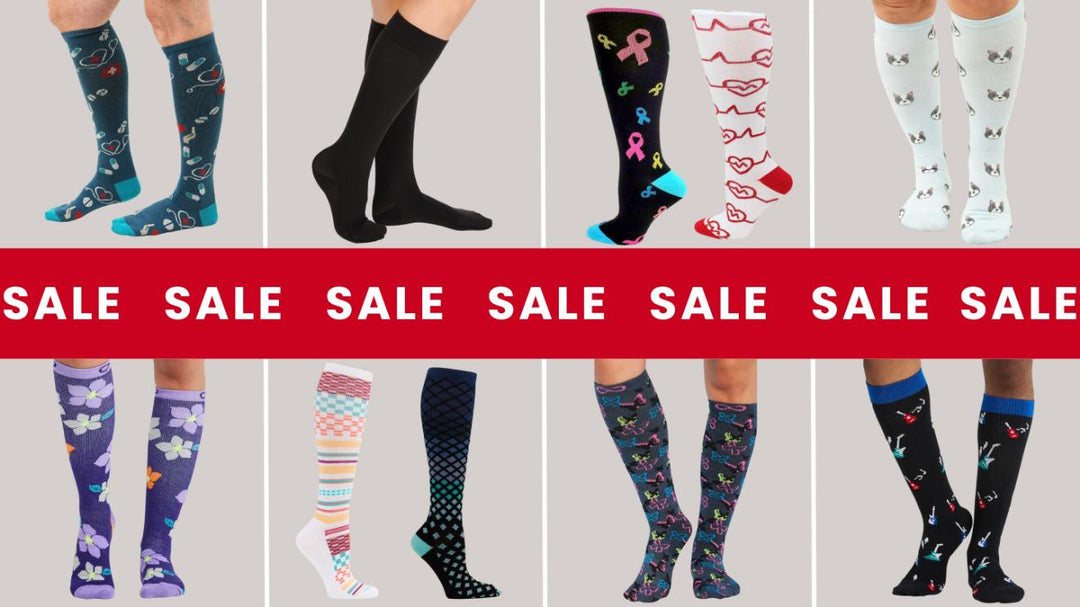 Compression socks are on sale at Scrub Pro Uniforms at unbeatable prices.