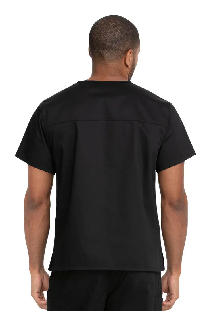 The back of the Dickies Industrial Unisex V-Neck Scrub Top in Black size 3XL featuring a center back length of 26.5".