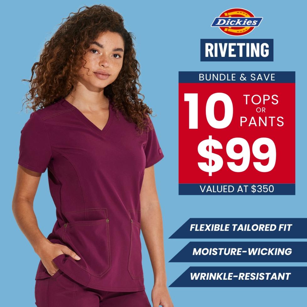 Bundle & save big on Dickies Riveting Scrubs at Scrub Pro Uniforms.