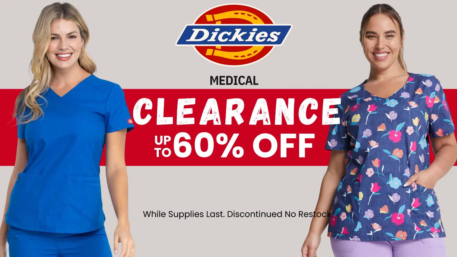 Dickies Medical Clearance section at Scrub Pro is up to 60% off while supplies last. 