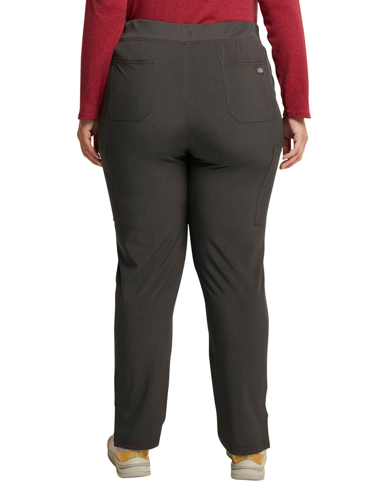 The back of the Dickies Riveting Women's Mid-Rise Pull On Scrub Pants in Pewter size 3XL featuring two back patch pockets.