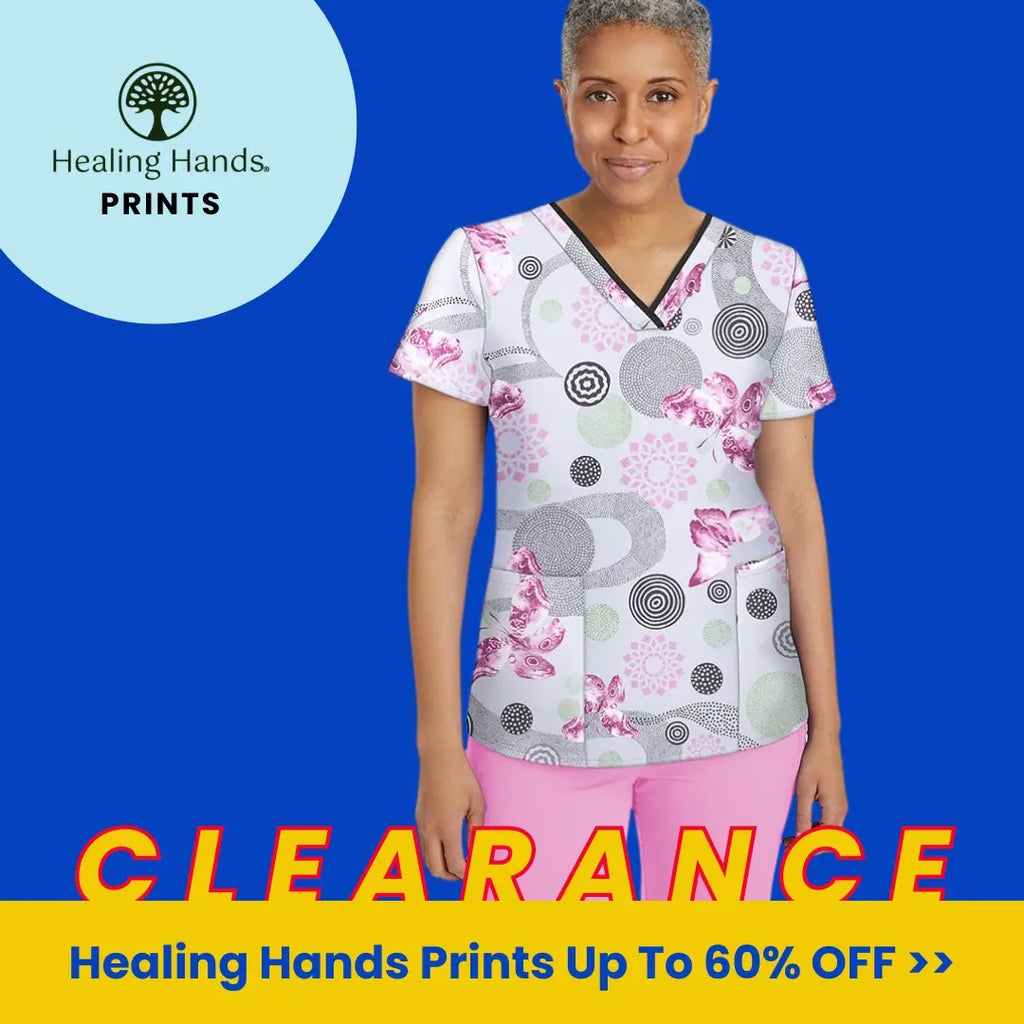 Healing Hands Women's Printed Scrub Tops are on sale at Scrub Pro Uniforms for up to 60% off.
