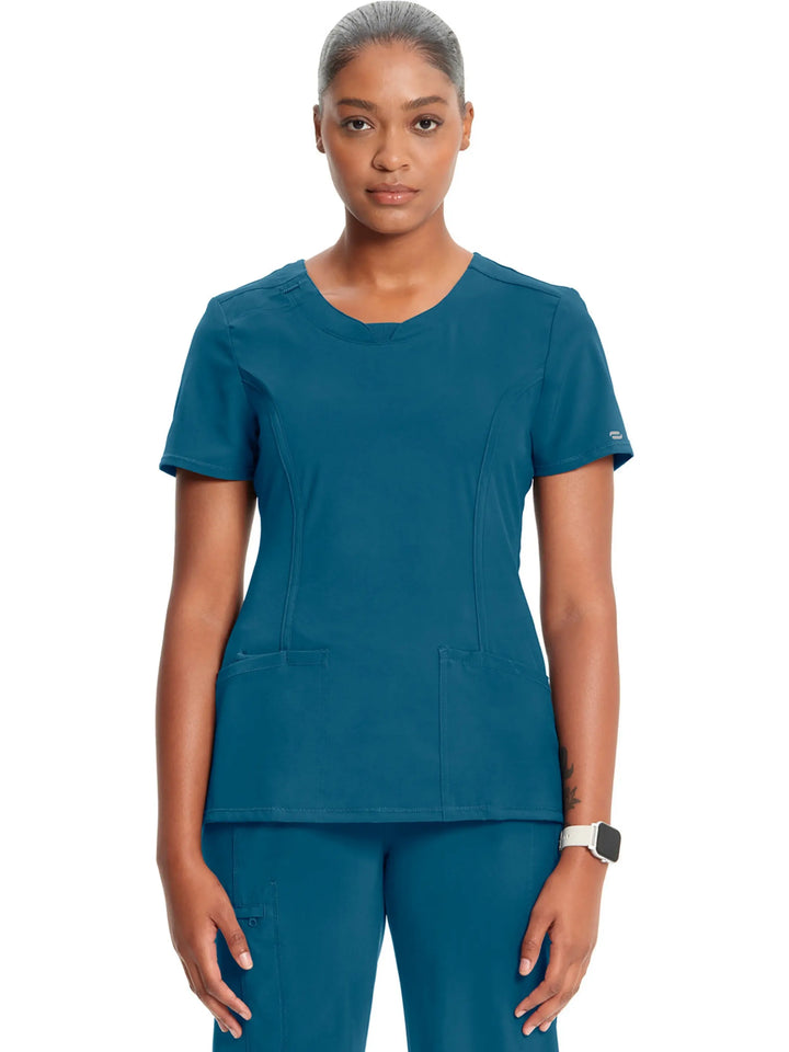 Infinity Women's Round Neck Scrub Top | Caribbean