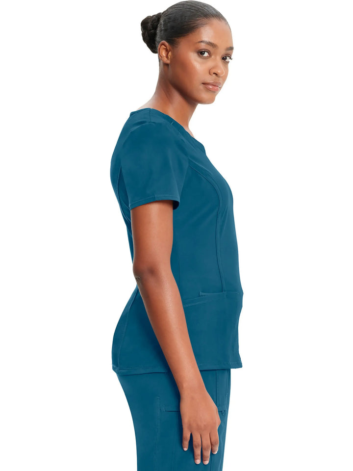 Infinity Women's Round Neck Scrub Top | Caribbean