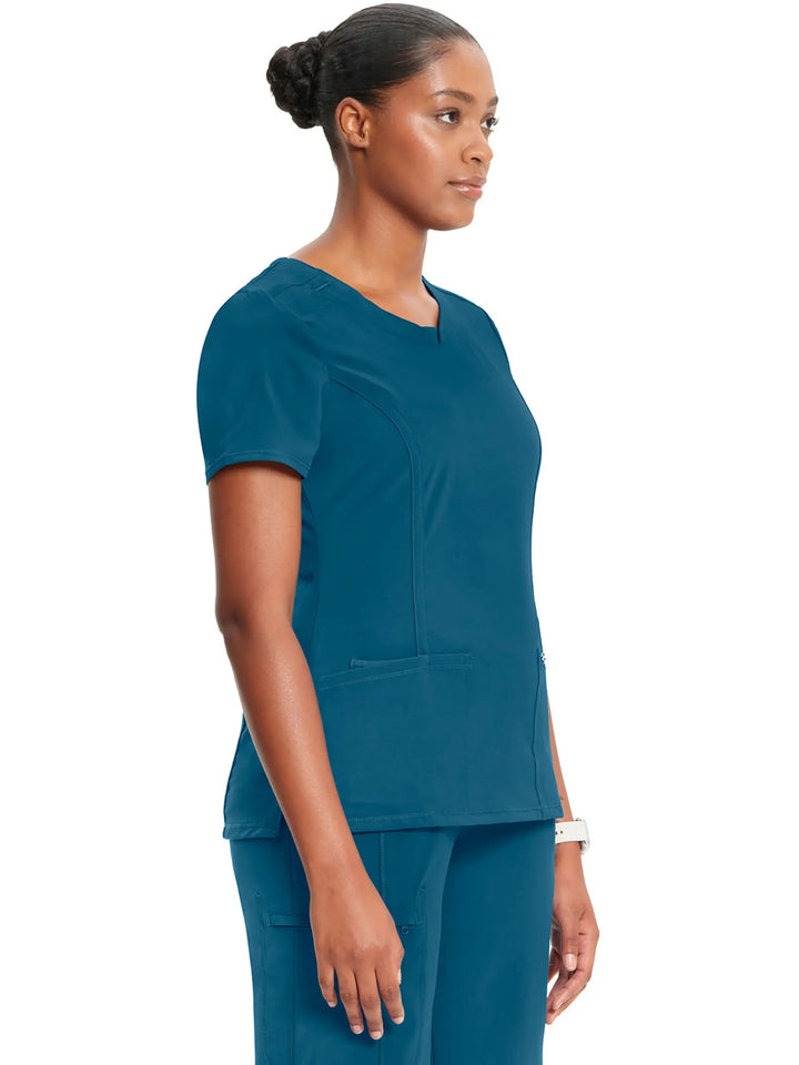 Infinity Women's Round Neck Scrub Top | Caribbean