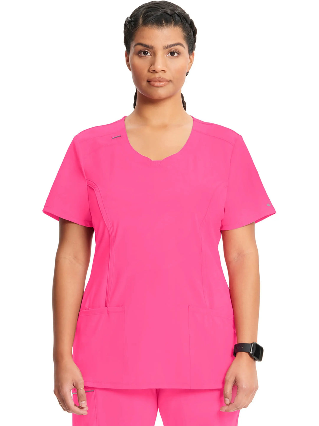 Infinity Women's Round Neck Scrub Top | Carmine Pink