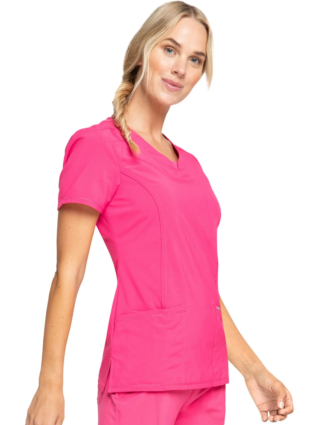 Infinity Women's Round Neck Scrub Top | Carmine Pink