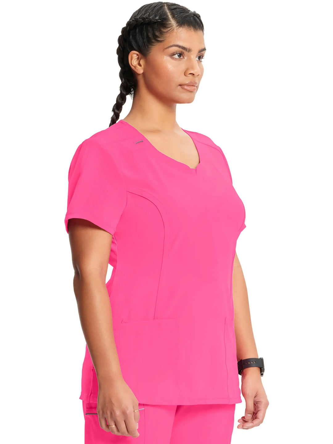 Infinity Women's Round Neck Scrub Top | Carmine Pink