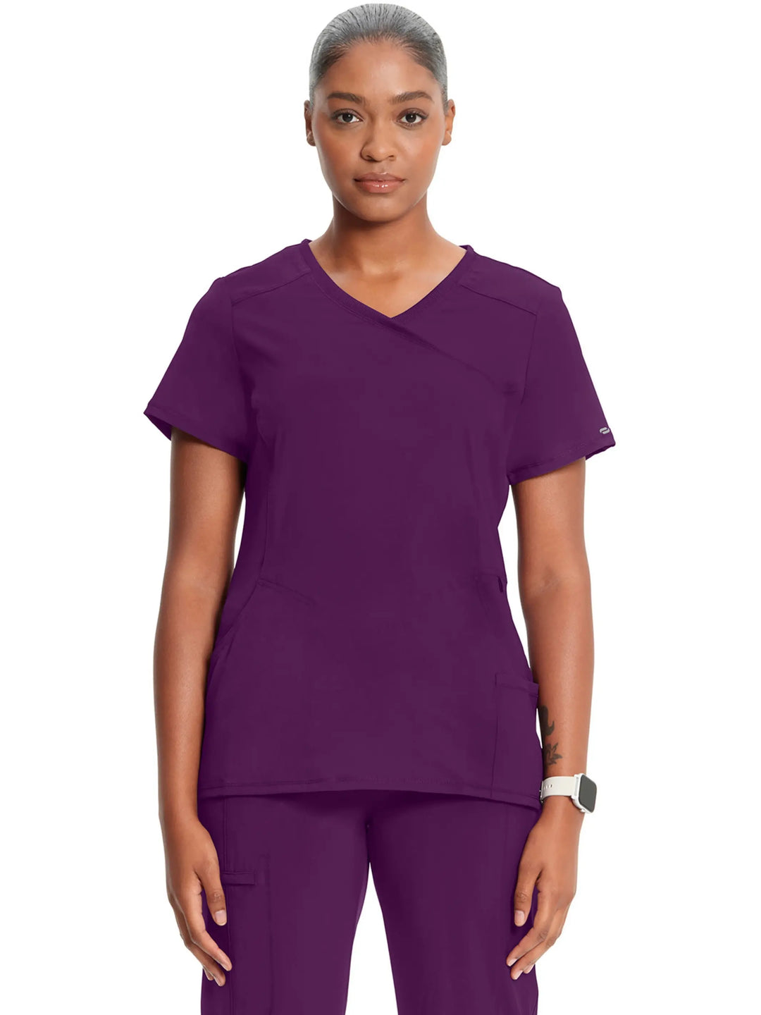 Infinity Women's Round Neck Scrub Top | Eggplant