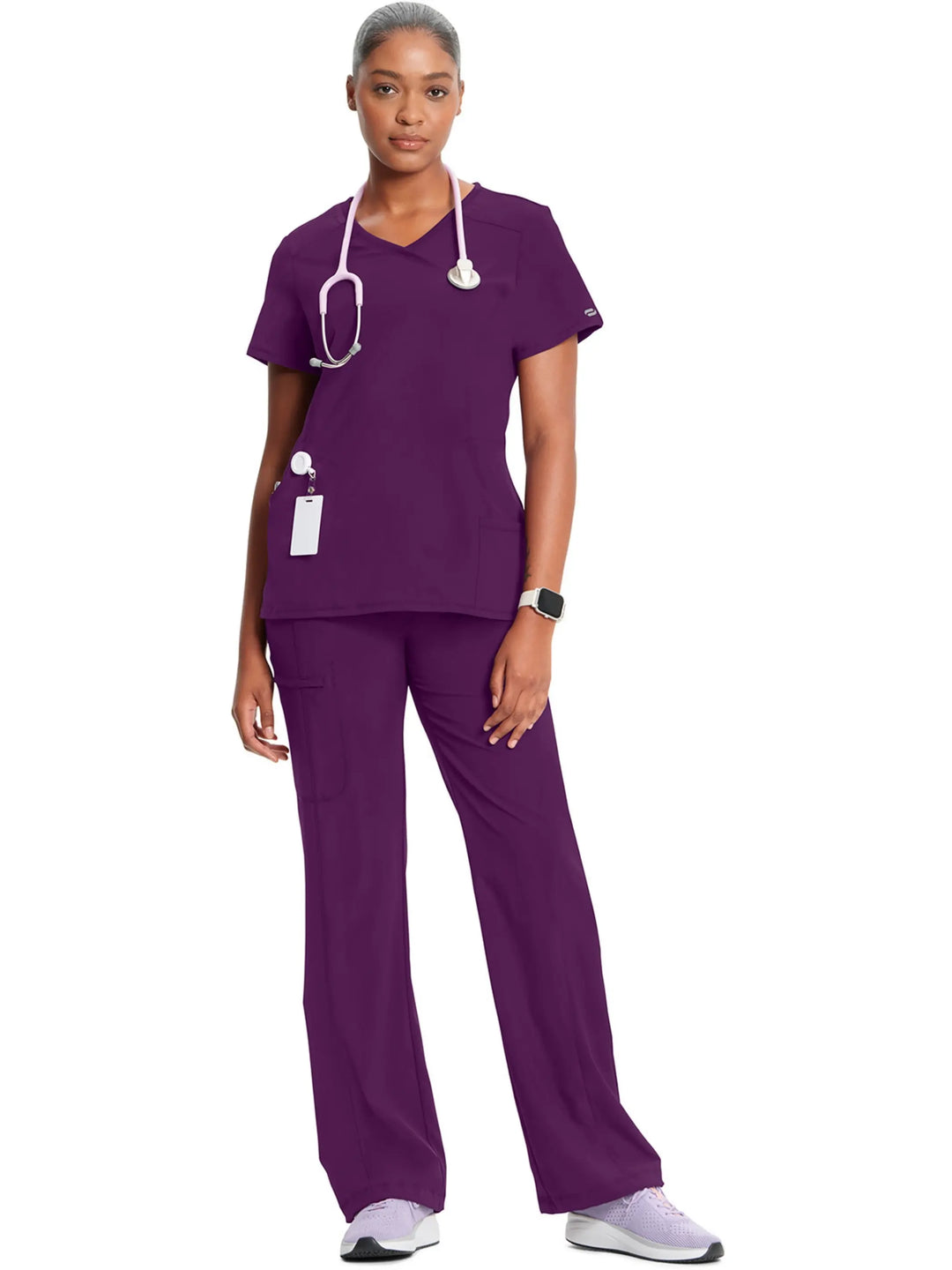 Infinity Women's Round Neck Scrub Top | Eggplant