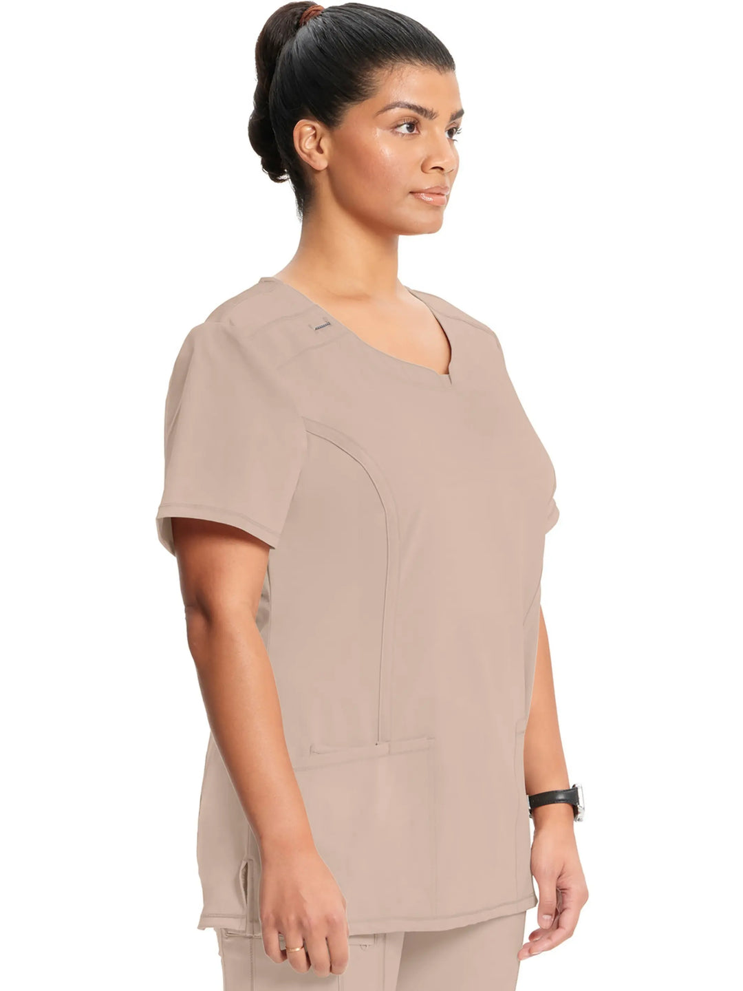 Infinity Women's Round Neck Scrub Top | Khaki