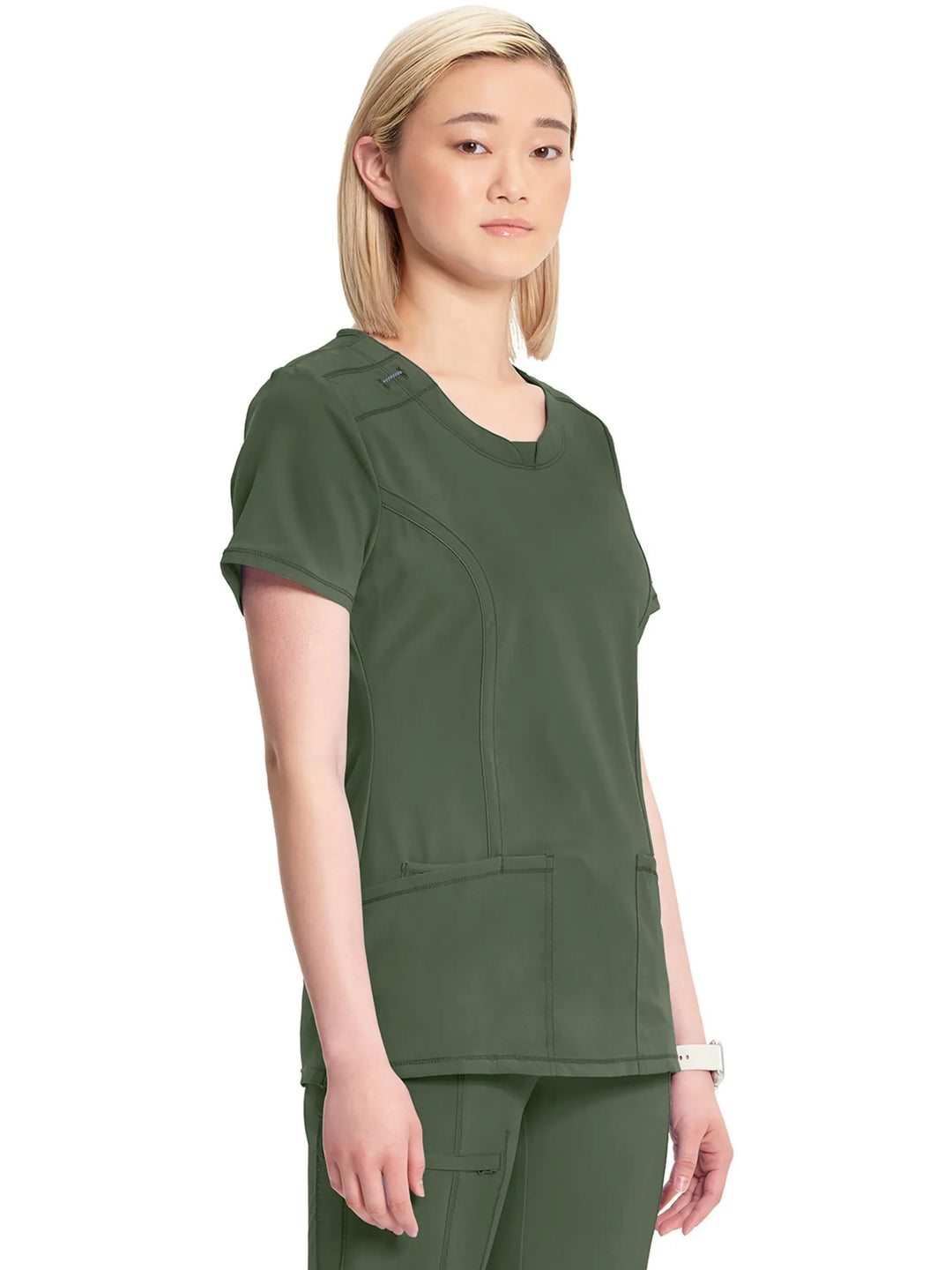 Infinity Women's Round Neck Scrub Top | Olive