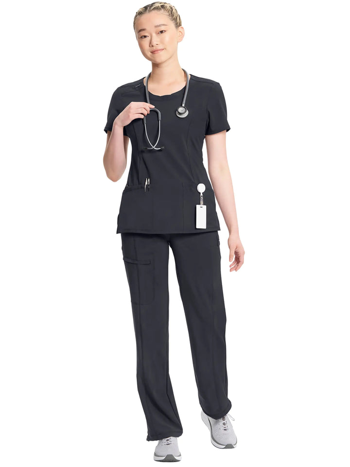 Infinity Women's Round Neck Scrub Top | Pewter