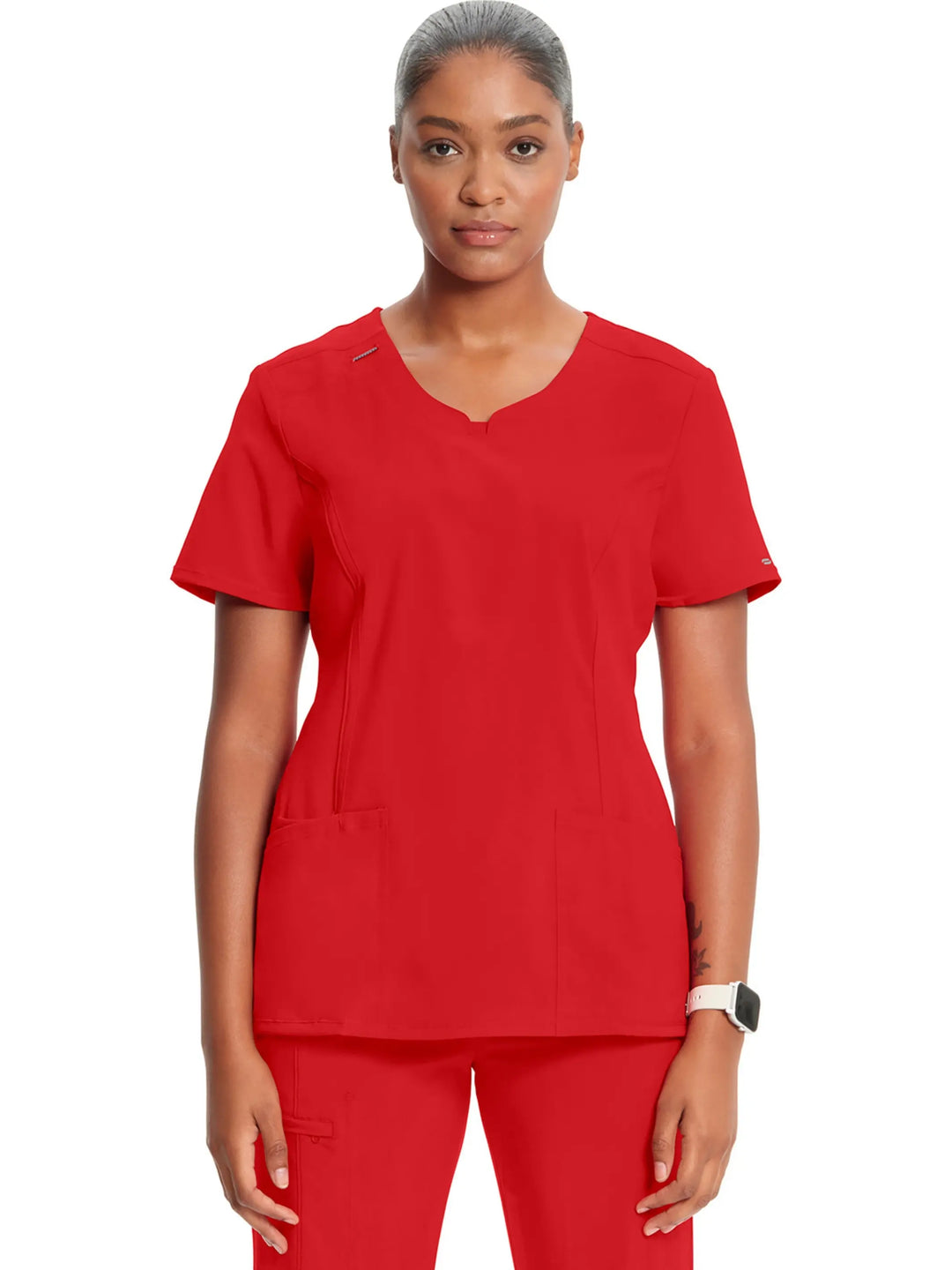 Infinity Women's Round Neck Scrub Top | Red