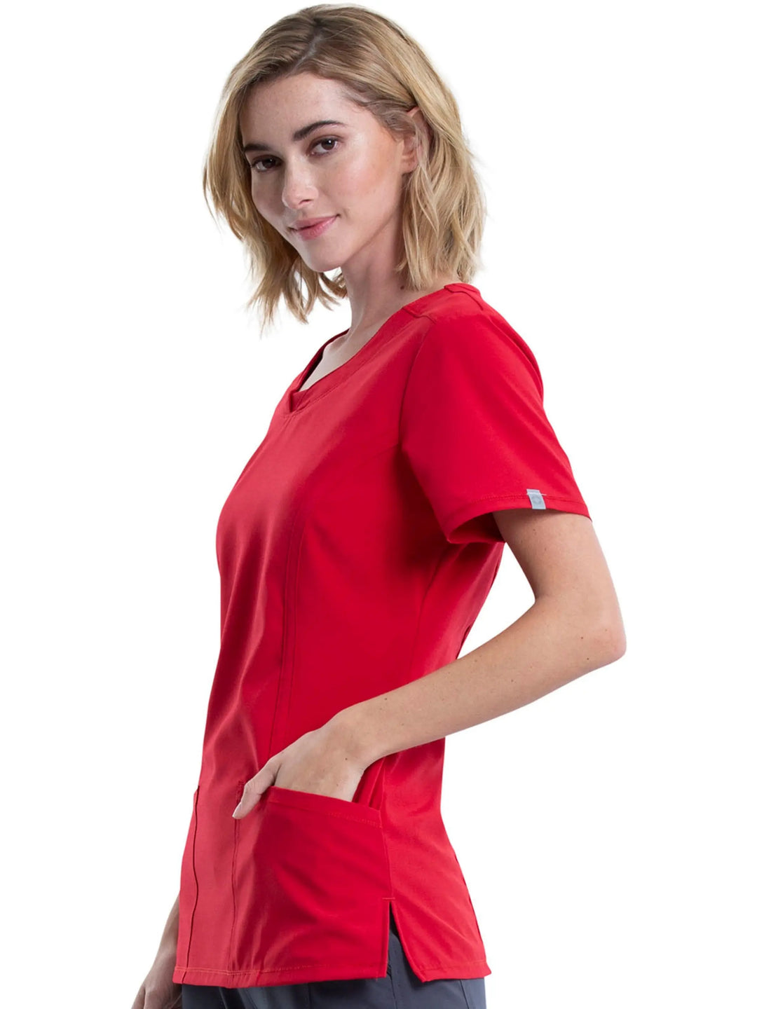 Infinity Women's Round Neck Scrub Top | Red