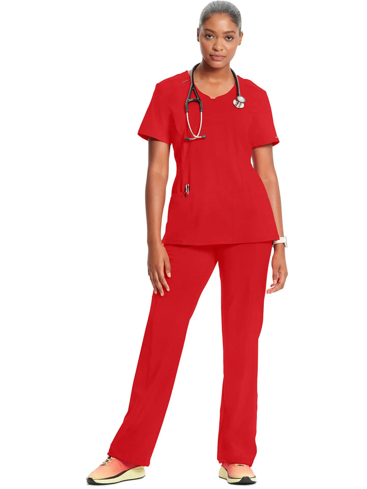 Infinity Women's Round Neck Scrub Top | Red