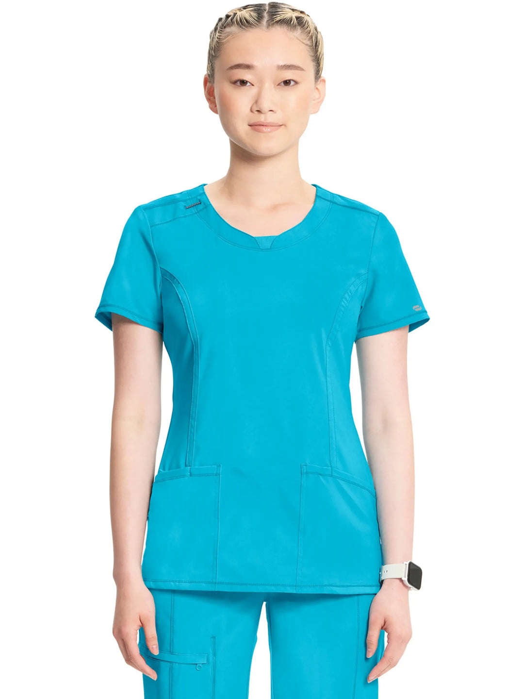 Infinity Women's Round Neck Scrub Top | Turquoise