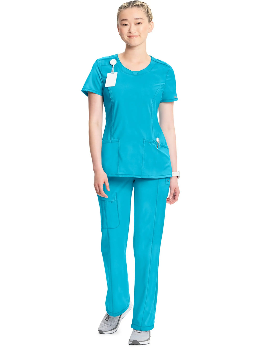 Infinity Women's Round Neck Scrub Top | Turquoise