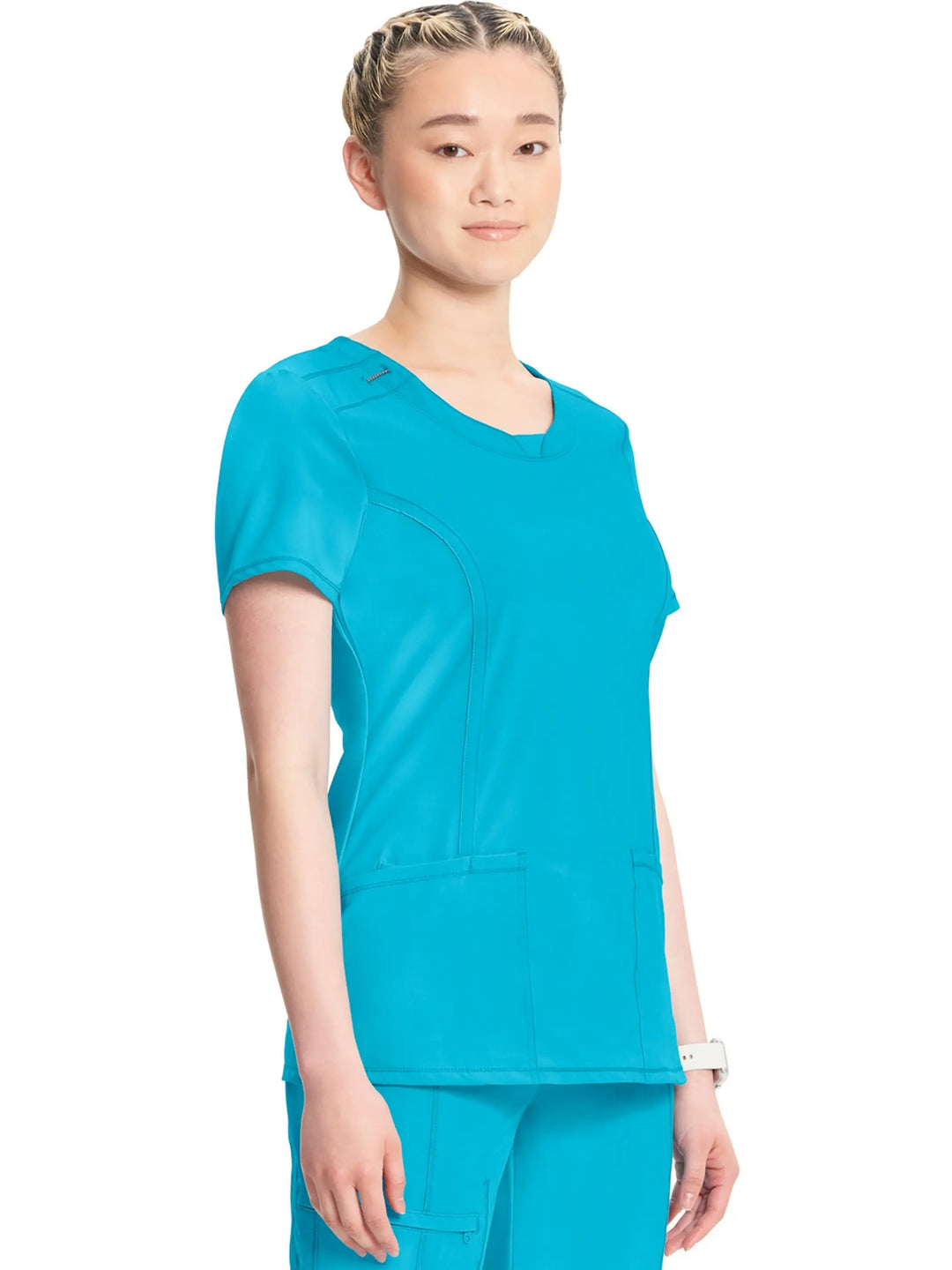 Infinity Women's Round Neck Scrub Top | Turquoise